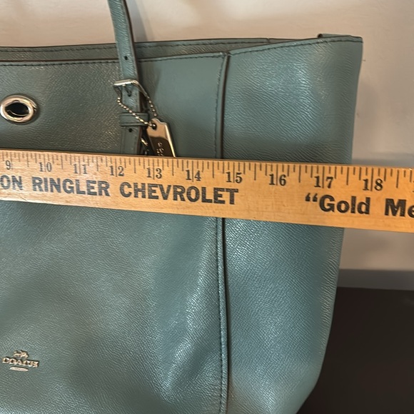Authentic COACH Crossgrain Leather Laptop Tote Sage Blue 29086 - Picture 11 of 13